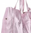 Torba Skórzana Shopper Bag z Kosmetyczką Iron Różowa