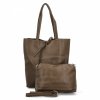 Torebka Damska Shopper Bag z Kosmetyczką firmy Herisson 15R355 Ciemno Ziemista