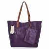 Torebka Damska Shopper Bag XXL z Kosmetyczką firmy Herisson H8805 Ciemno Fioletowa