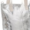 Modna Torebka skórzana Włoski Shopper bag Srebrna