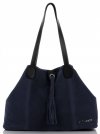 Torebka Skórzana marki Vittoria Gotti Modny Shopper Made in Italy Granatowa