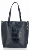 GEANȚĂ DIN PIELE shopper bag Vittoria Gotti bleumarin VG803