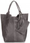 GEANȚĂ DIN PIELE shopper bag Genuine Leather gri 777