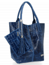 GEANȚĂ DIN PIELE shopper bag Vittoria Gotti denim B15