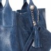 GEANȚĂ DIN PIELE shopper bag Genuine Leather albastru 788