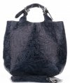 GEANȚĂ DIN PIELE shopper bag Genuine Leather albastru K216