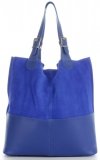 GEANȚĂ DIN PIELE shopper bag Genuine Leather cobalt 605