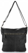 GEANȚĂ DIN PIELE tip poștaș Genuine Leather negru L5127