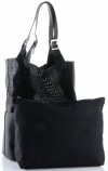 GEANȚĂ DIN PIELE shopper bag Genuine Leather negru 216
