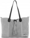 GEANȚĂ DIN PIELE shopper bag Vittoria Gotti gri deschis V3076
