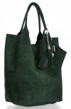 GEANȚĂ DIN PIELE shopper bag Genuine Leather verde de sticlă 801