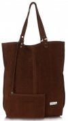 Kožené kabelka shopper bag Vittoria Gotti hnedá V22