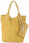 Kožené kabelka shopper bag Genuine Leather žltá 801