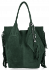 Kožené kabelka shopper bag Vittoria Gotti fľašková zelená B16