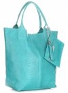 Kožené kabelka shopper bag Genuine Leather tyrkysová 777