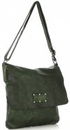 Kožené kabelka listonoška Genuine Leather fľašková zelená L5127