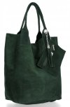 Kožené kabelka shopper bag Genuine Leather fľašková zelená 801