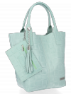 Kožené kabelka shopper bag Vittoria Gotti mätová B22