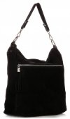 Kožené kabelka shopper bag Genuine Leather čierna 1330