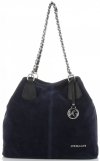 Kožené kabelka shopper bag Vittoria Gotti tmavo modrá V3081