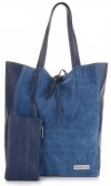 Kožené kabelka shopper bag Vittoria Gotti modrá V602