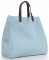 Kožené kabelka univerzálna Genuine Leather svetlo modrá 691756
