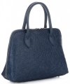 Kožené kabelka kufrík Genuine Leather tmavo modrá 80032