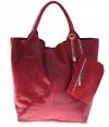 Kožené kabelka shopper bag Genuine Leather 555 červená