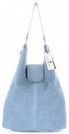 Kožené kabelka shopper bag Vittoria Gotti svetlo modrá V3292C