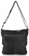 Kožené kabelka listonoška Genuine Leather čierna L5127