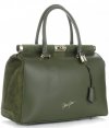 Kožené kabelka kufrík Vittoria Gotti fľašková zelená V817