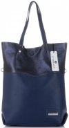 Kožené kabelka shopper bag Vittoria Gotti tmavo modrá V6538