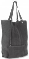Kožené kabelka shopper bag Vittoria Gotti šedá V22