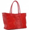 Kožené kabelka kufrík Genuine Leather červená 80042