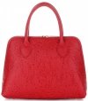 Kožené kabelka kufrík Genuine Leather červená 80032