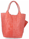 Kožené kabelka shopper bag Vittoria Gotti koralová B22