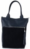 Kožené kabelka shopper bag Vittoria Gotti tmavo modrá V270