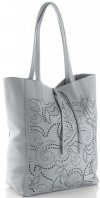 Kožené kabelka shopper bag Vittoria Gotti svetlo šedá V299F