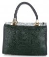 Kožené kabelka kufrík Genuine Leather fľašková zelená 214E