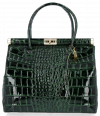 Kožené kabelka kufrík Vittoria Gotti fľašková zelená V9113