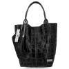 Kožené kabelka shopper bag Vittoria Gotti čierna B22