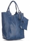 Kožené kabelka shopper bag Genuine Leather modrá 777