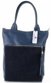 Kožené kabelka shopper bag Vittoria Gotti modrá V270