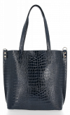 Kožené kabelka shopper bag Vittoria Gotti tmavo modrá VG803