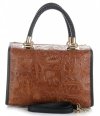 Kožené kabelka kufrík Genuine Leather hnedá 214E