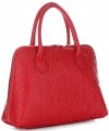 Kožené kabelka kufrík Genuine Leather červená 80032