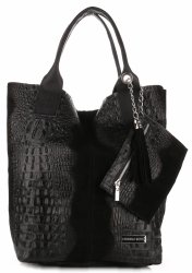 Bőr táska shopper bag Vittoria Gotti fekete V877