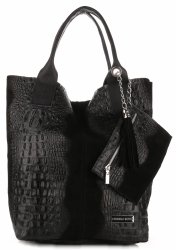 Kožené kabelka shopper bag Vittoria Gotti V877 čierna