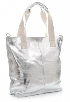Kožené kabelka shopper bag Vera Pelle stříbrná 1356