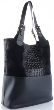 Kožené kabelka shopper bag Genuine Leather tmavě modrá 216
